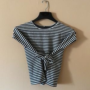 Express Striped Tie-Front/Back Blouse | Business Casual | Corporate Girly